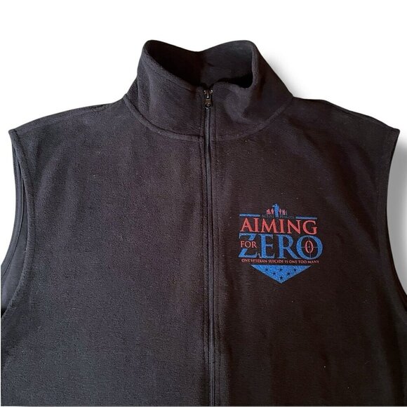 Aiming For Zero Veteran Suicide Awareness Featherlite Black Fleece Vest XL Mens - Picture 5 of 7